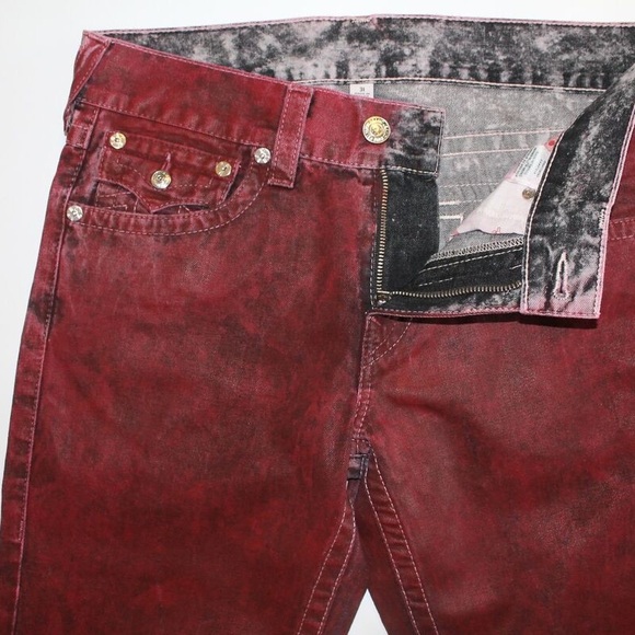 Nwt True Religion Men's Red Jeans Basic Straight M3F859TSM Size 42 - Picture 3 of 11